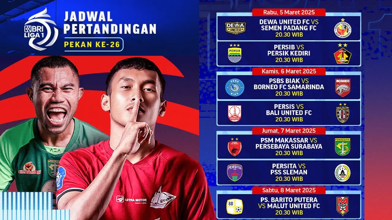 Jadwal Lengkap Pekan 3 BRI Super League 25/26: Nonton Live di Vidio