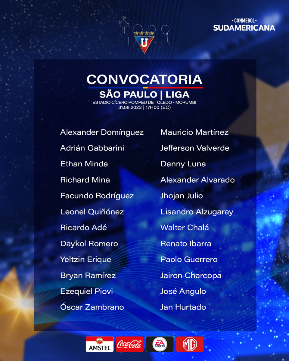🚨 Susunan Pemain Awal: Begini Liga de Quito dan Sao Paulo Memulai Leg Pertama